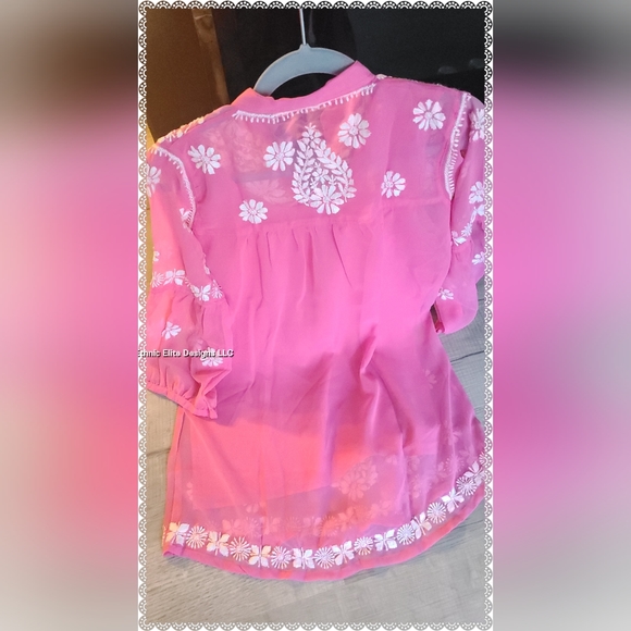 Georgette chikankari Summer SHORT kurtis, Kurtas, Tops - Picture 4 of 4